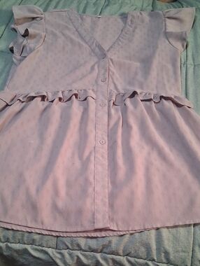 A Classy Chic Boutique Dusty Pink Ruffle Button-Front Blouse